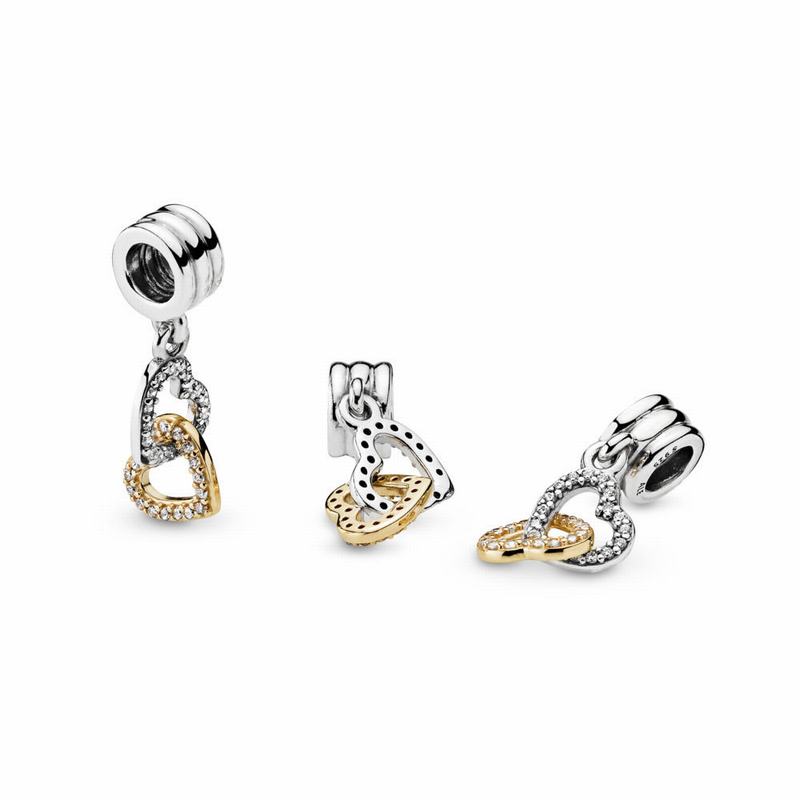 Pandora Interlocked Hearts Dangle Charm - Two Tone/Cubic Zirconia - Canada | AV6770VY